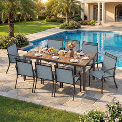Tangkula 9 Pieces Patio Dining Set for 8 Outdoor Rectangular Patio Table
