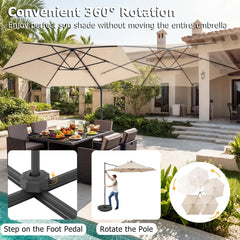 Tangkula 10ft Patio Offset Cantilever Outdoor Umbrella with LED Lights