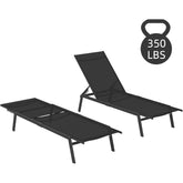 AECOJOY Patio Lounge Chairs for Outside, Outdoor Chaise Lounge with Wheels, Black, 2PCS