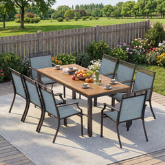 Tangkula 9 Pieces Patio Dining Set for 8 Outdoor Rectangular Patio Table