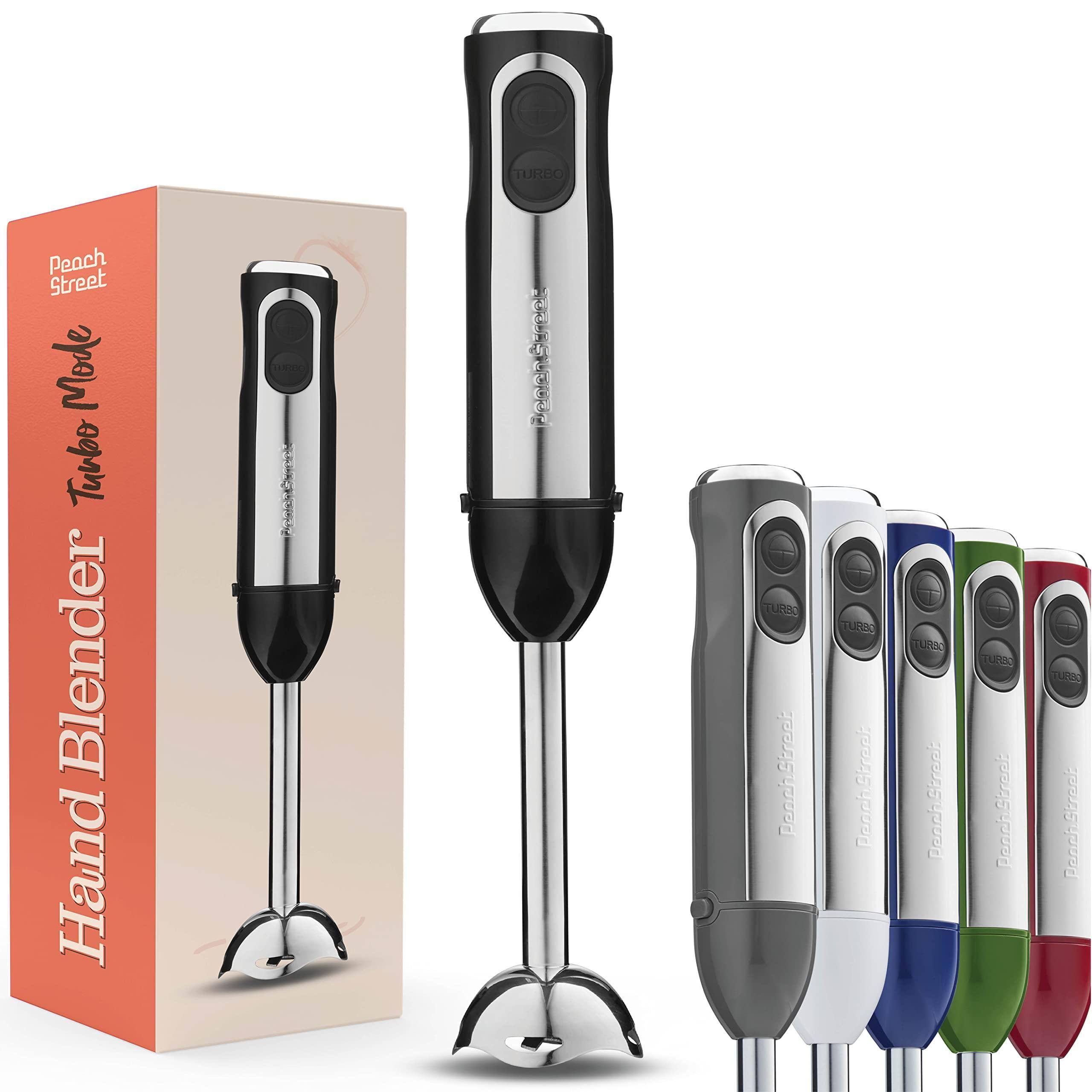 Peach Street Powerful Immersion Blender, Electric Hand Blender 500 Watt with Turbo Mode, Detachable Base. Handheld Kitchen Gadget Blender Stick for