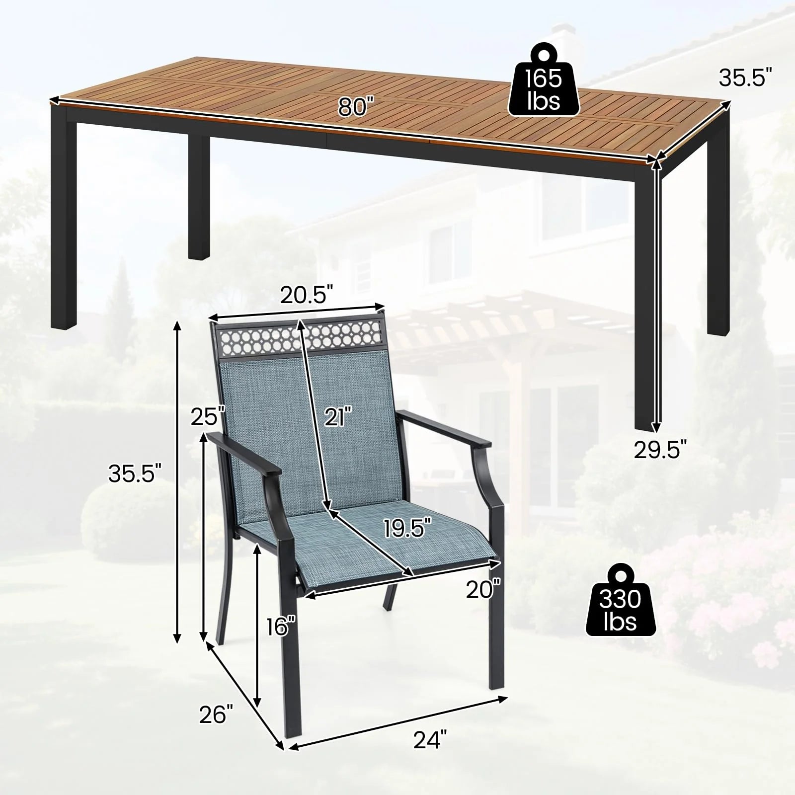 Tangkula 9 Pieces Patio Dining Set for 8 Outdoor Rectangular Patio Table