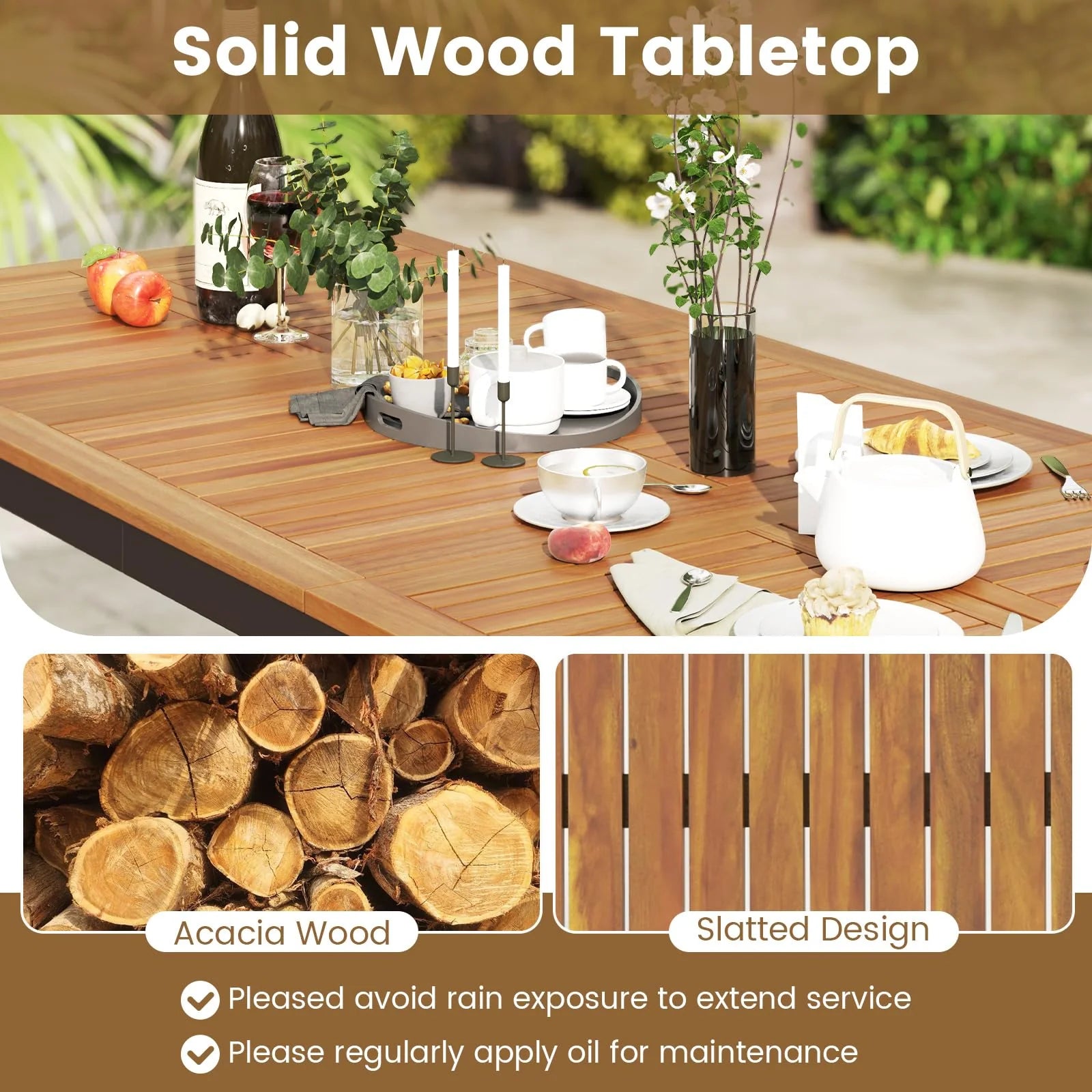 Tangkula 9 Pieces Patio Dining Set for 8 Outdoor Rectangular Patio Table
