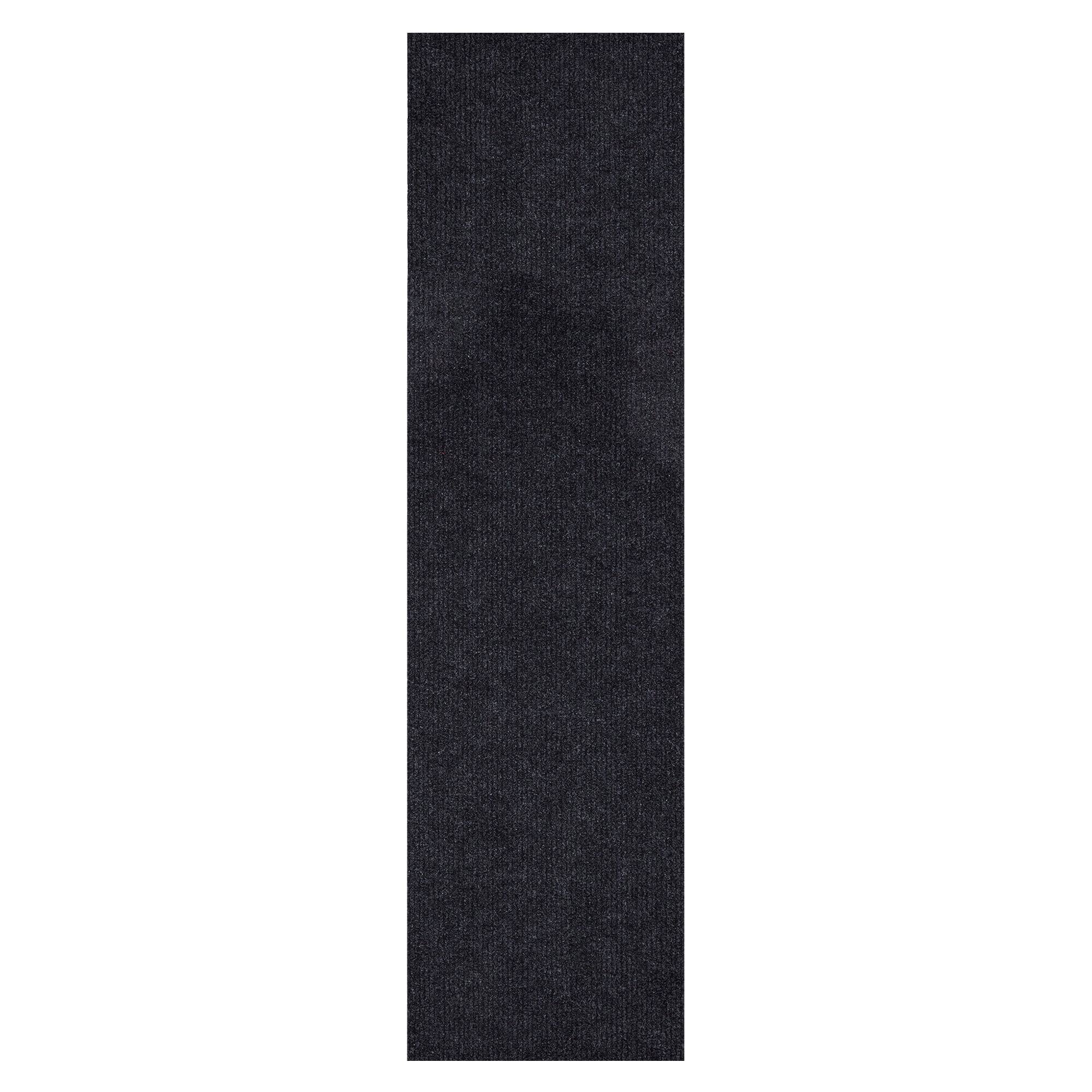 Ottomanson Lifesaver Collection Black 2 ft. 7 in x 9 ft. 10 in. Utility Ribbed Indoor/Outdoor Runner Rug