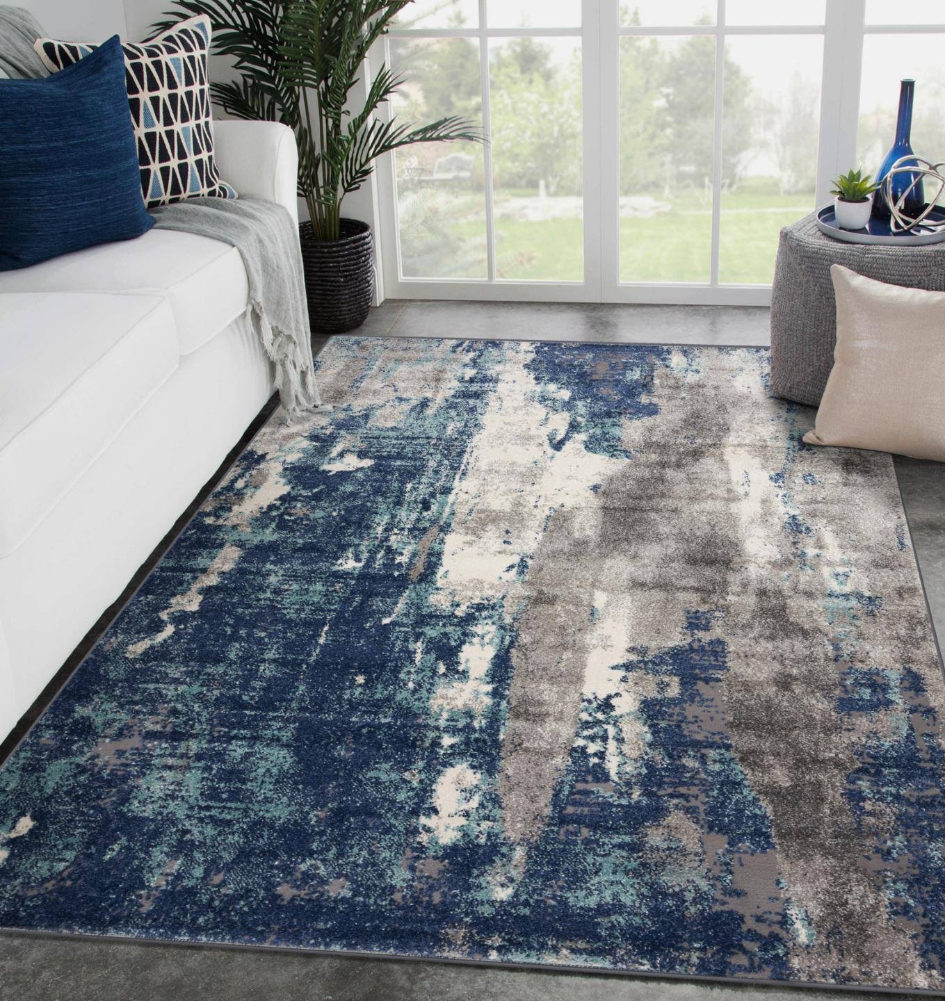 Luxe Weavers Euston Collection Blue 2x3 Abstract Area Rug