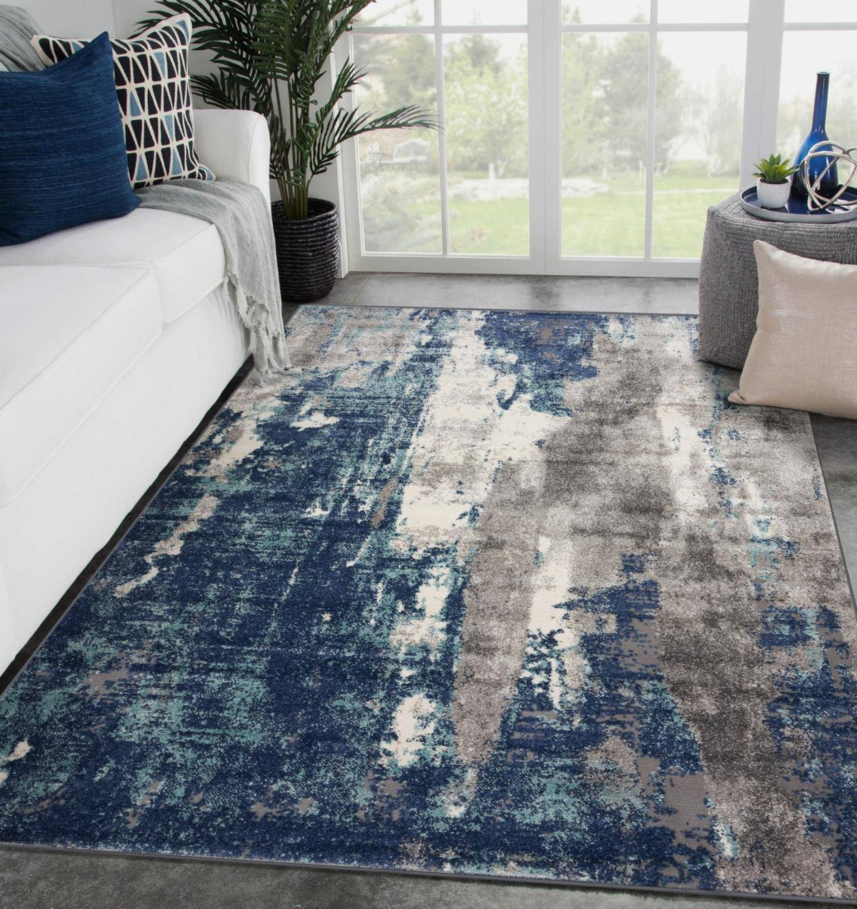 Luxe Weavers Euston Collection Blue 2x3 Abstract Area Rug