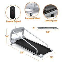 Under Desk Treadmill, Walking Pad, 2 in 3 Portable Treadmill with Handle Remote Control LED Display, Walking Jogging Machine for Home Office Use