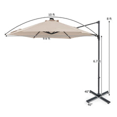Tangkula 10ft Patio Offset Cantilever Outdoor Umbrella with LED Lights
