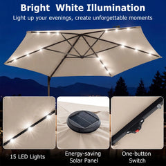 Tangkula 10ft Patio Offset Cantilever Outdoor Umbrella with LED Lights