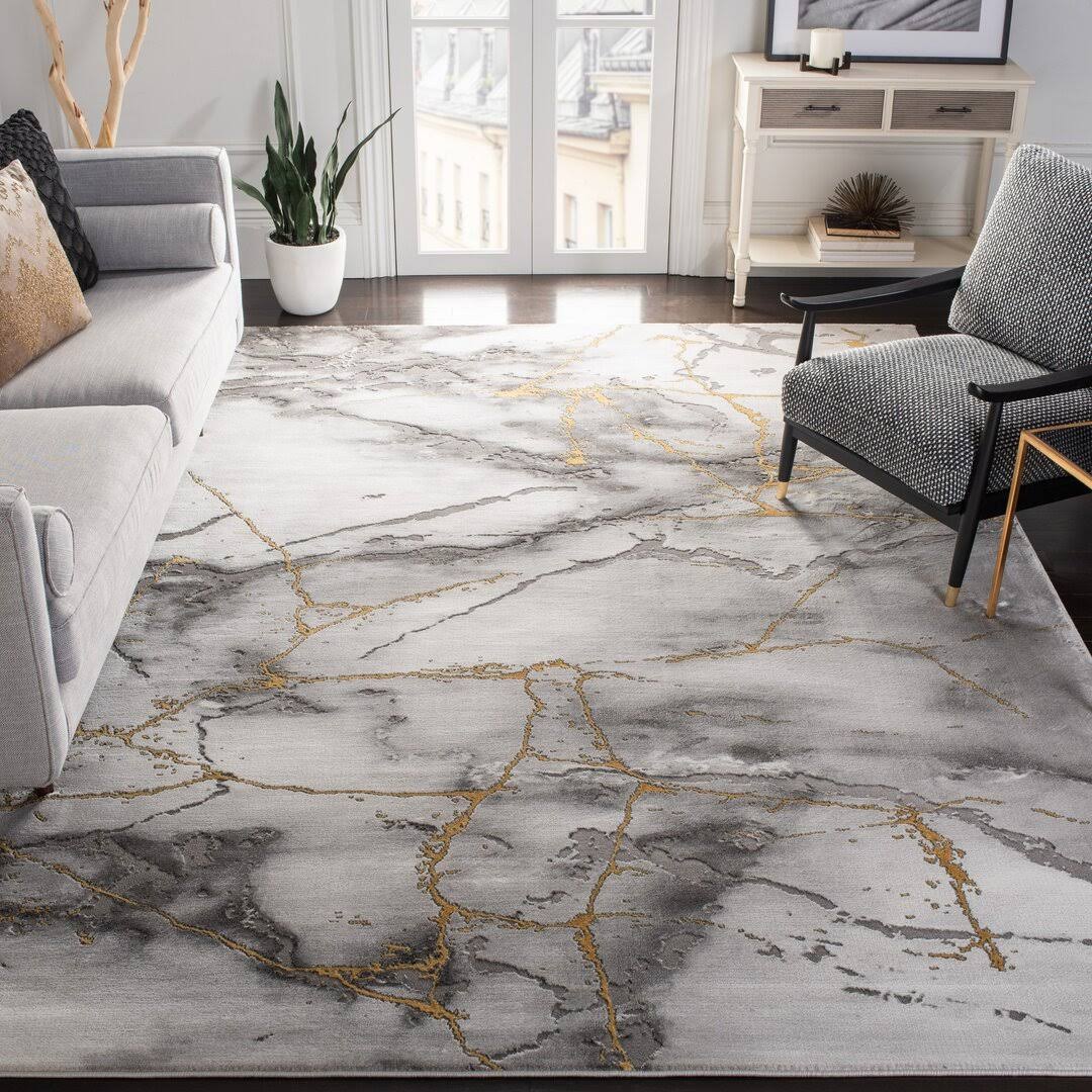 Coupland Abstract Gray/Gold Area Rug Orren Ellis Rug Size: Rectangle 5'3" x 7'6"
