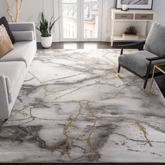 Coupland Abstract Gray/Gold Area Rug Orren Ellis Rug Size Rectangle 4' x 6'